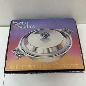 Vintage MCM International Silver Fashion Stainless Casserole #8062 NEW NOS